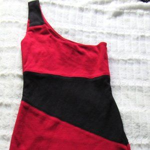 One Shoulder black and red Dress